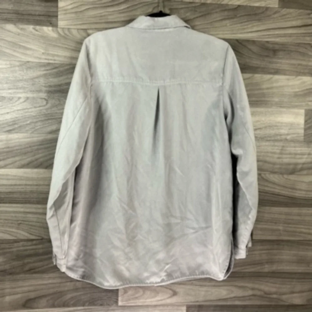 Drapers & Damons Womens Button Up Shirt Gray Long Sleeve Pockets‎ Boyfriend M